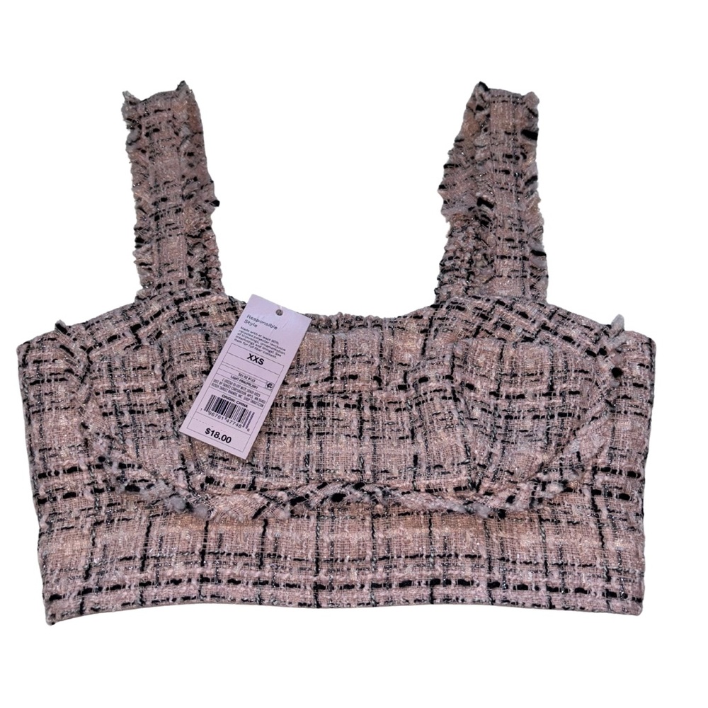 Wild Fable Coquette Preppy Pink Black Crop Top Size XS - XL NWT - Picture 2 of 7